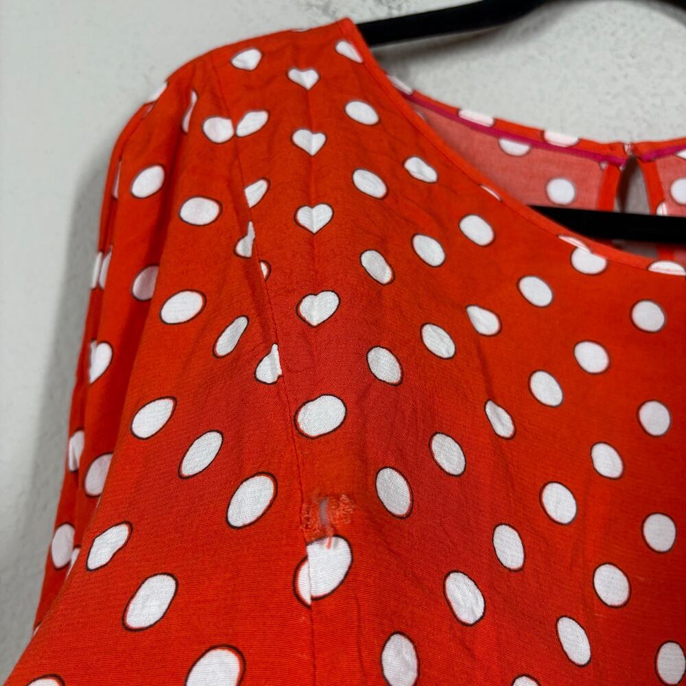 Boden Plus 18 Polka Dot Boxy Top Blouse Orange White Viscose Flutter Sleeves - Picture 4 of 7